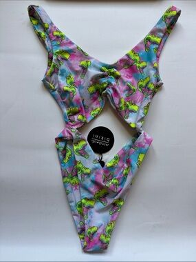 Moana Bikini One Piece Swimsuit Small NWT Dinosaur T-Rex Print High Cut